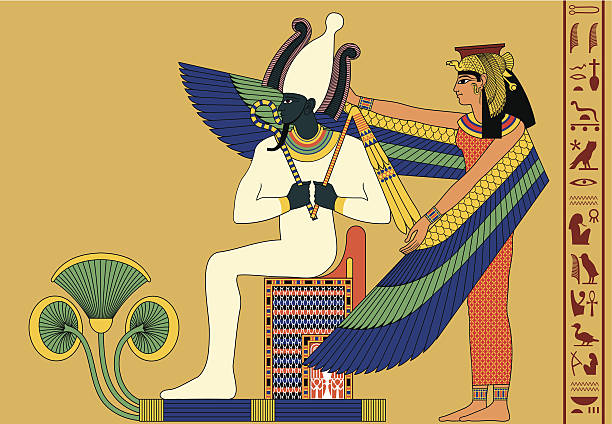 illustrazioni stock, clip art, cartoni animati e icone di tendenza di osiride e isis - egyptian culture hieroglyphics human eye symbol