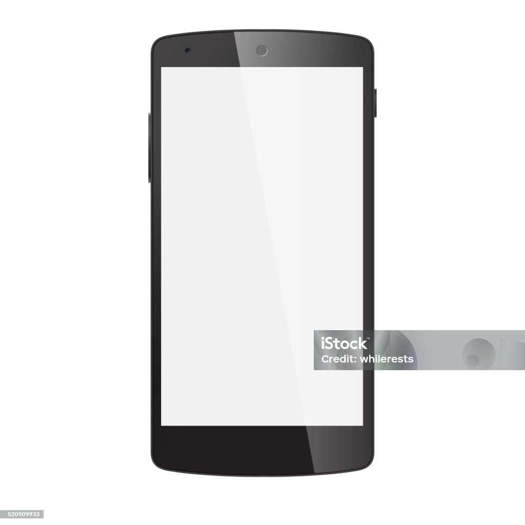 Realistic black phone with blank screen isolated on white. Vector Realistic black mobile phone with blank screen isolated on white.  Vector EPS10 Blank stock vector