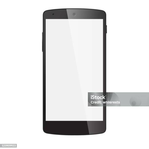 Realistic Black Phone With Blank Screen Isolated On White Vector Stock Illustration - Download Image Now