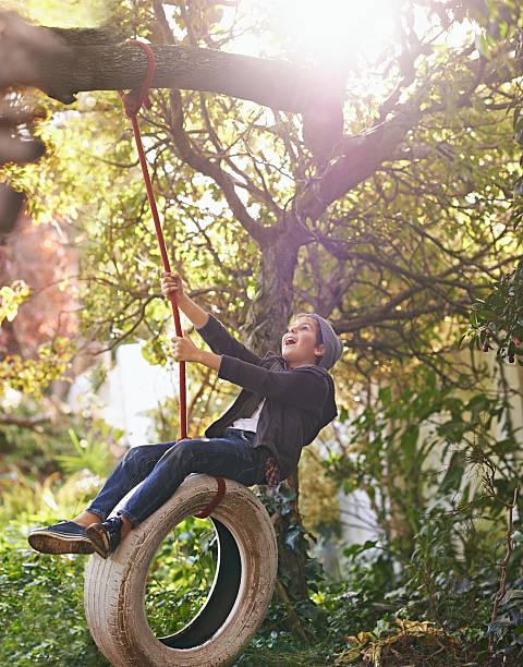 do que os sonhos são feitos de infância - freedom tire swing tire swing imagens e fotografias de stock