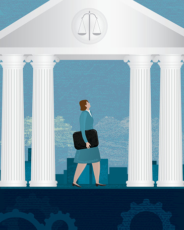 Vector illustration of a Women in law concept.