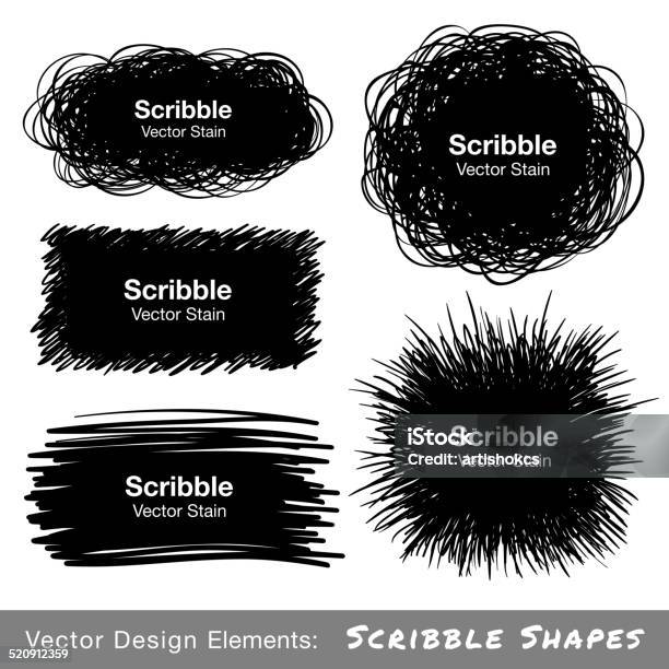 Set Of Hand Drawn Scribble Shapes Stock Illustration - Download Image Now - Scribble, Pencil, Striped