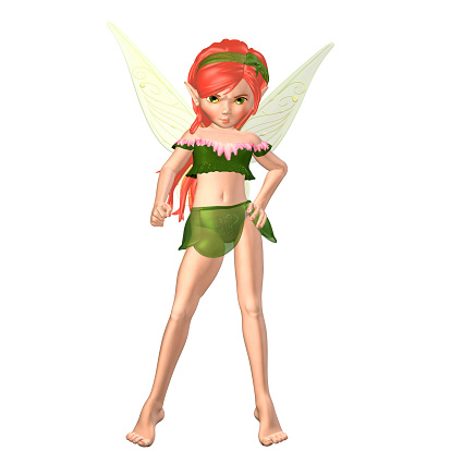 Illustration of an angry fairy girl isolated on a white background