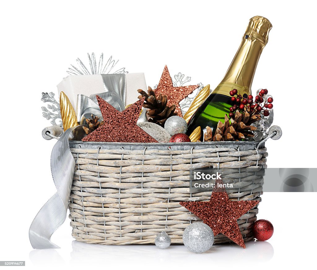 New year's gift New year's gift on  white background Gift Basket Stock Photo