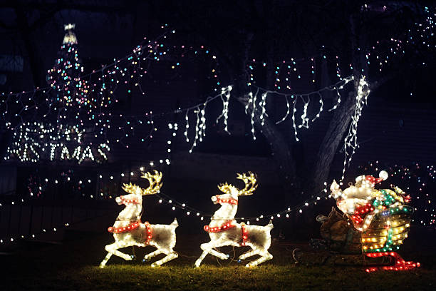 istock Santa Sleigh Christmas Lights 520916115