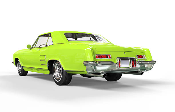 istock Classic car - bright green - rear view 520935258