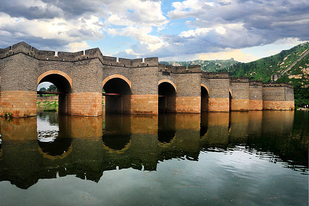 the Great Wall of Jiumenkou(nine gates) over the river in Funing County, Liaoning, China