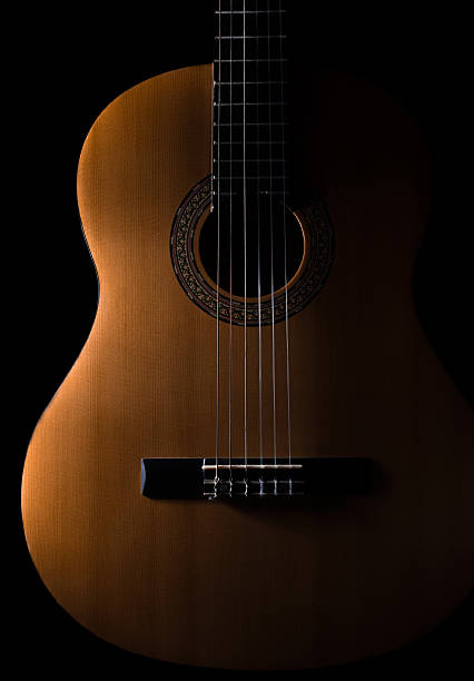 istock acoustic guitar on black background 520935732