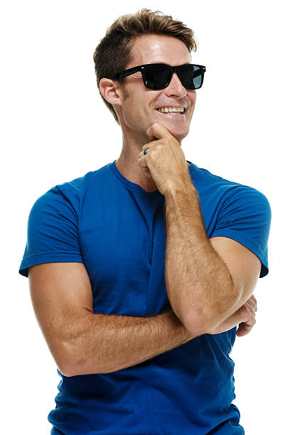 Smiling casual man looking away