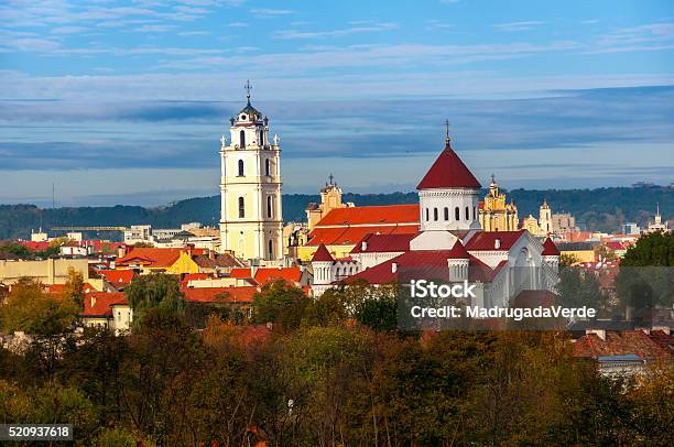 Cathedral And Church In Vilnius Stock Photo - Download Image Now - Aerial View, Architecture, Autumn