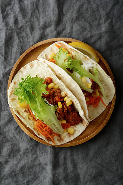 istock Plate with two Taco and ground beef, vegetables 520941132