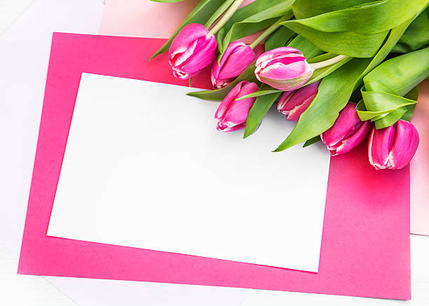 istock Easter holiday greeting with pink tulips 520941252