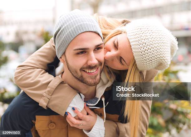 Kissing Young Couple Stock Photo - Download Image Now - 20-24 Years, Adult, Adults Only