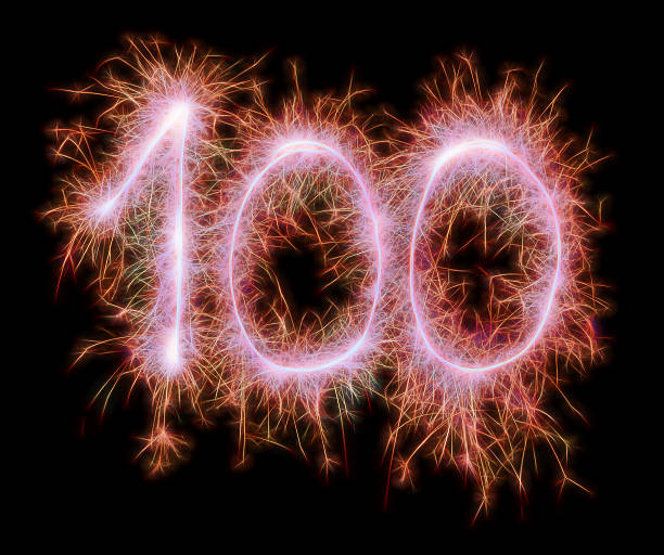 istock Sparkling celebration red number one hundred 100th birthday 520941994