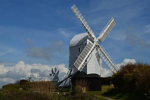 Traditional 19th Century corn windmill on the top of Clayton Hill in West Sussex, England.
