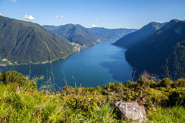 istock Panoramic view of Lake Como from the mountains above Pigra 520943097