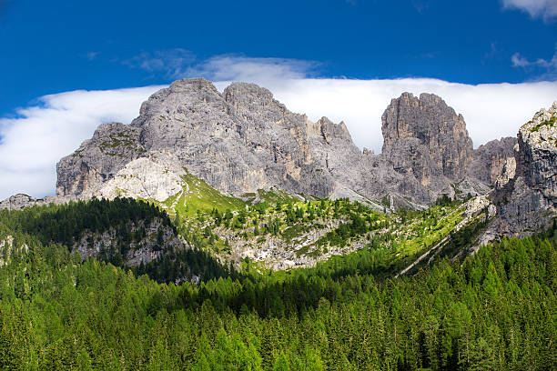 Dolomites mountains above Misurina village, Italy, Europe stock photo