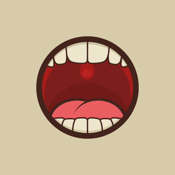 Open Mouth with Teeth and Tongue Vector vector art illustration