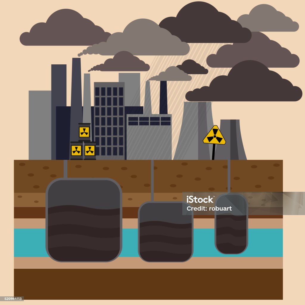 Kraftwerk Rauch smokestacks Ausstoßen - Lizenzfrei Atomkraftwerk Vektorgrafik