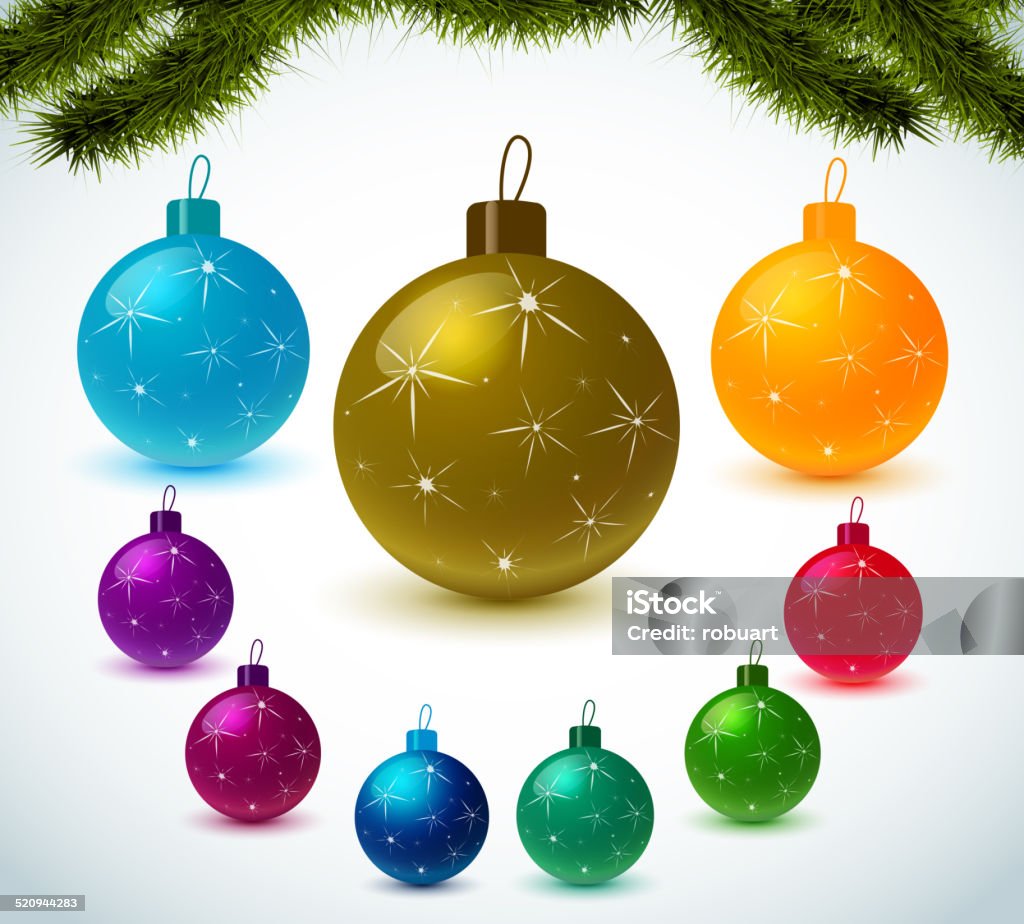 Coloridas bolas de Navidad - arte vectorial de Adorno de navidad libre de derechos