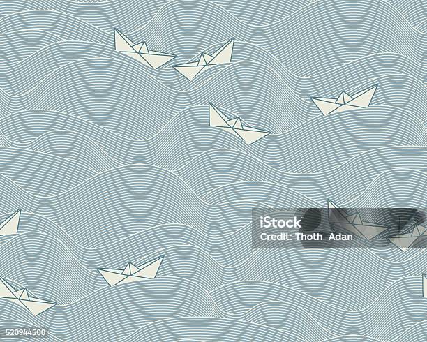 Floating Paper Boats Stock Illustration - Download Image Now - Nautical Vessel, Paper Boat, Pattern