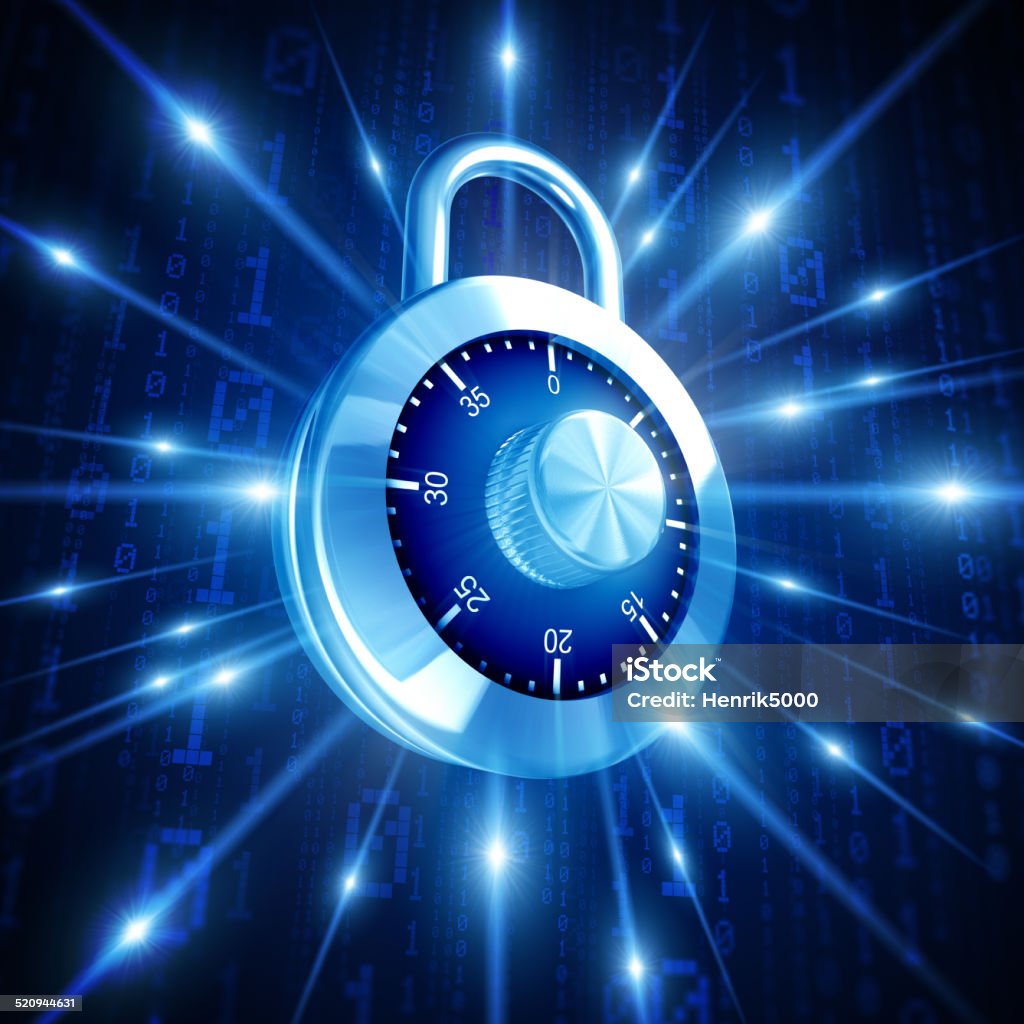 Cyber security concept with lock Cyber security concep with lock. Data Stock Photo