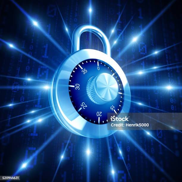 Cyber Security Concept With Lock Stock Photo - Download Image Now - Data, Identity, Privacy