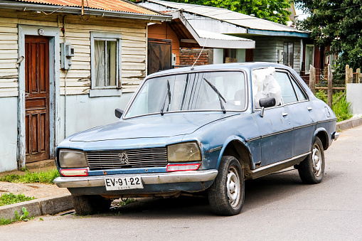 Temuco, Chile - November 22, 2015: Motor car Peugeot 504 is parked in the town street.