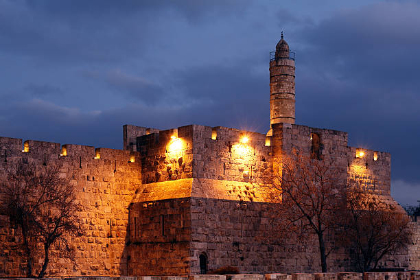 istock Ancient Citadel inside Old City at Night, Jerusalem 520944983