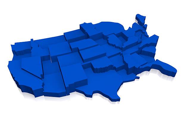 istock 3D United States of America (USA) map 520945596