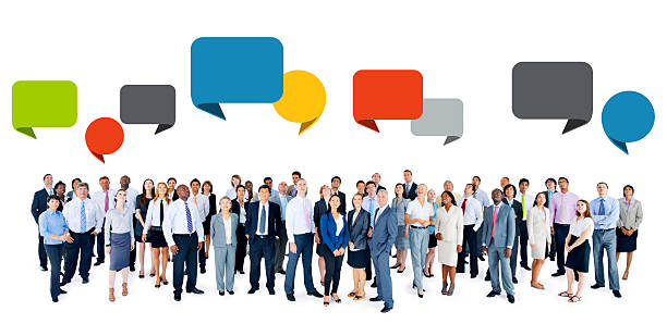 istock Multiethnic Group of Business People with Speech Bubbles 520946029