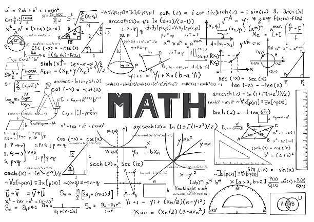 ręcznie narysowane formuły matematyczne tle - mathematics stock illustrations