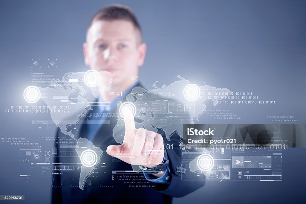 Businessman working with digital virtual screen ,business concep Businessman working with digital virtual screen Adult Stock Photo