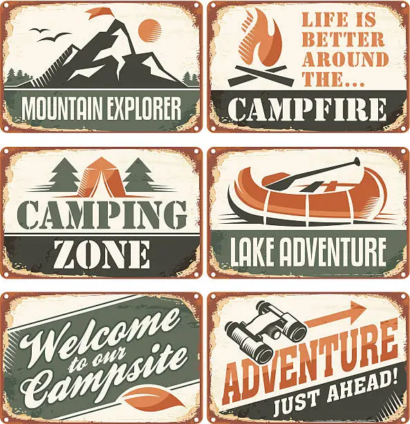 Vector illustration of Camping signs collection