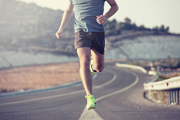 running outdoor on asphalt road
