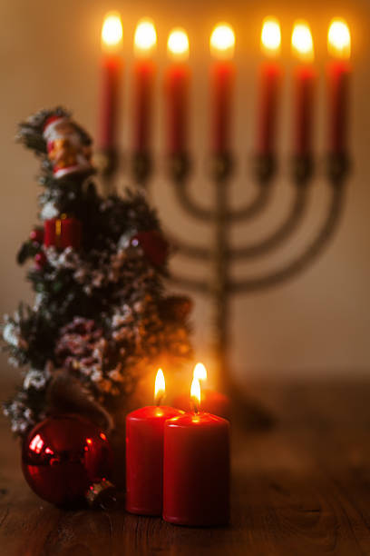 istock christmas decoration with burning candles 520960517