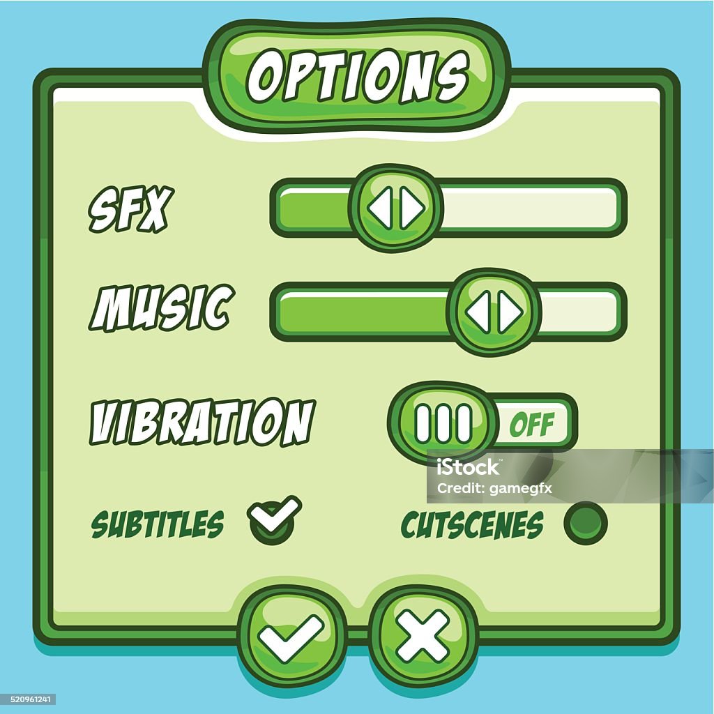 Options Menu Game Graphics Option Menu Green Style Game Buttons Stock Illustration - Download ...