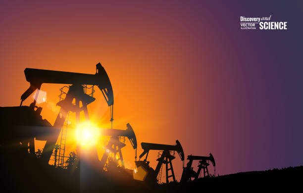 нефтяное месторождение - oil pump flash stock illustrations