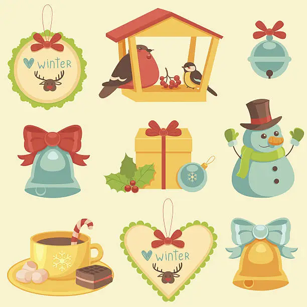 Vector illustration of Christmas Icons Collection