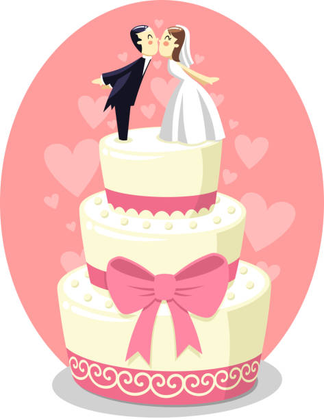 Wedding Cake With Bride And Groom Figurines Stock Illustration - Download  Image Now - Wedding Cake, Wedding Cake Figurine, Party - Social Event -  iStock