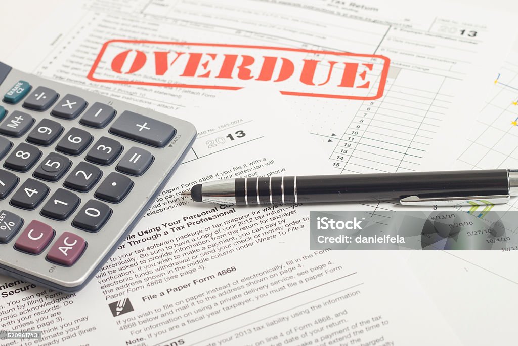 Income Taxes Close up U.S. taxes papers Internal Revenue Service Stock Photo