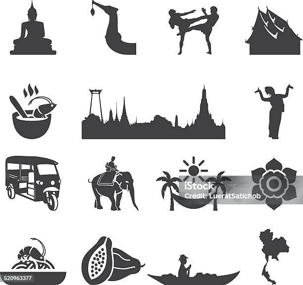 Amazing Thailand Silhouette Icons Eps10 Stock Illustration - Download Image Now - Thailand, Icon Symbol, Thai Culture