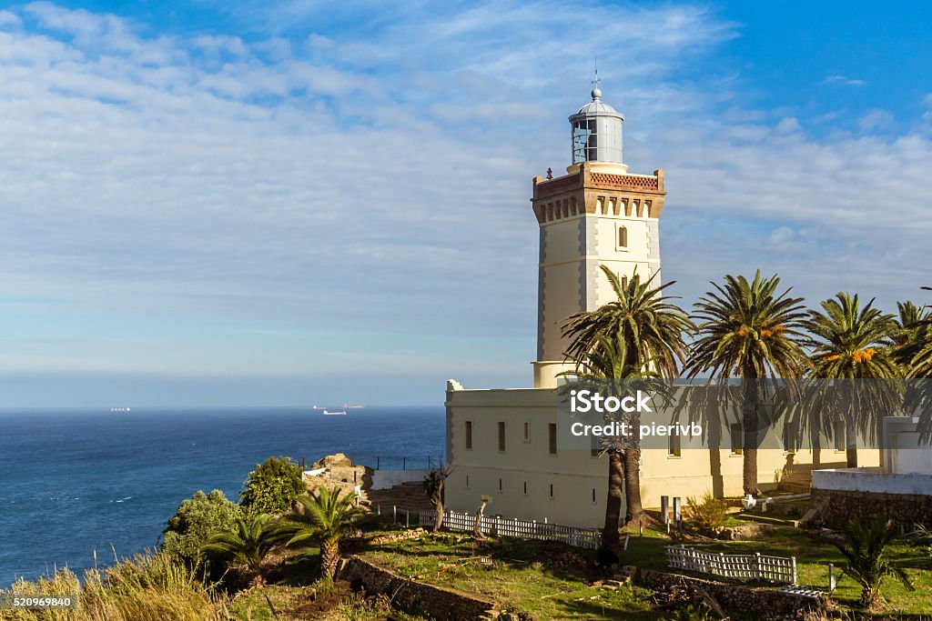 Cape Spartel Cape Spartel, promontory at the entrance to the Strait of Gibraltar, 12 km West of Tangier, Morocco. Tangier Stock Photo