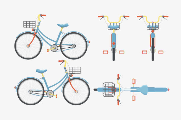 illustrazioni stock, clip art, cartoni animati e icone di tendenza di bicicletta una 1 - urban scene city life city design
