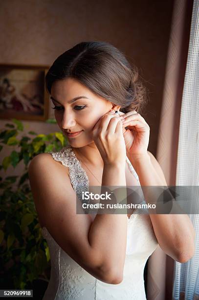 Beautiful Happy Bride Posing At Home Stock Photo - Download Image Now - Adult, Arts Culture and Entertainment, Awe