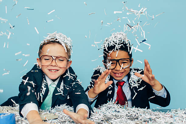 istock Young Businessmen Partying with Shredded Paper 520970064