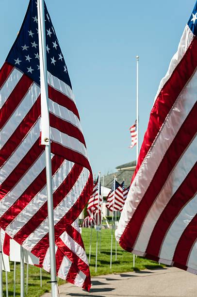 istock American Flags on Memorial Day  at a Cemetery 520971904