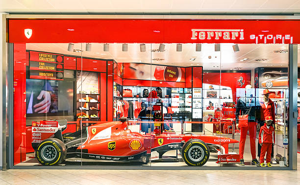 ferrari loja no aeroporto de guglielmo marconi - formula one racing auto racing car sports race - fotografias e filmes do acervo