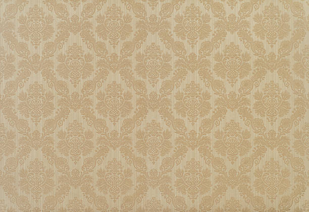istock retro floral wallpaper in tan and brown design 520973010
