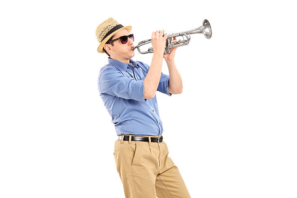 Young musician playing a trumpet
